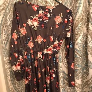 Dark green dress with floral pattern